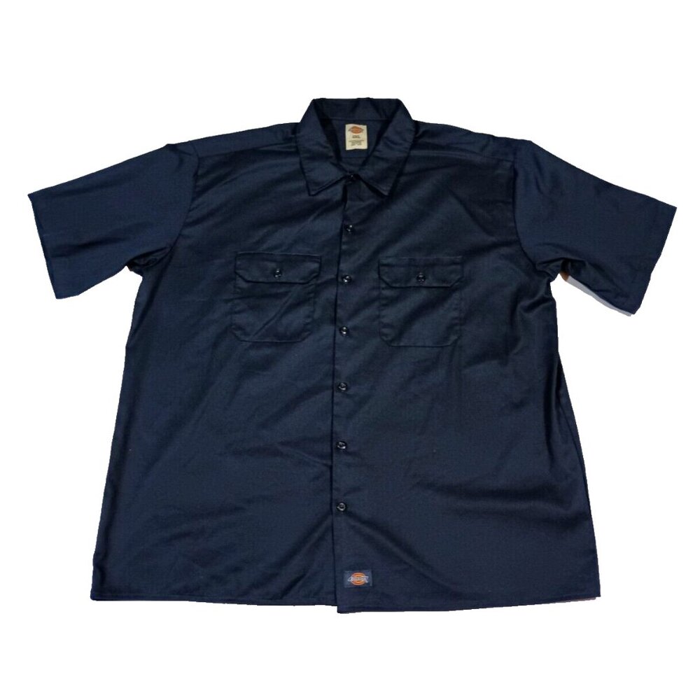 Dickies 2XL Button Down  Mens Work Shirt Short Sleeve Collar Logo Front Pockets